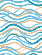 Seamless Aqua Tan Swirl Abstract Art Rug