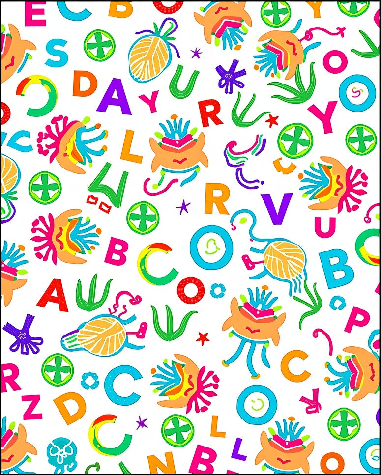 Whimsical Alphabet Characters Playful Creatures Rug