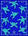 Ocean Blue Turtle Swimmers Rug