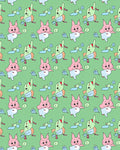 Cute Pink Cartoon Bunny Repeating Pattern Rug