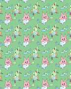 Cute Pink Cartoon Bunny Repeating Pattern Rug