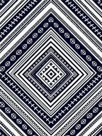 Tribal Geometric Rhombus Black White Rug