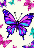 Vibrant Purple Pink Butterfly Collage Rug