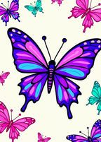 Vibrant Purple Pink Butterfly Collage Rug