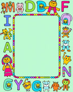 Children's Alphabet Creatures Border Rug