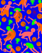 Vibrant Orange Basketball Players Trophy Rug