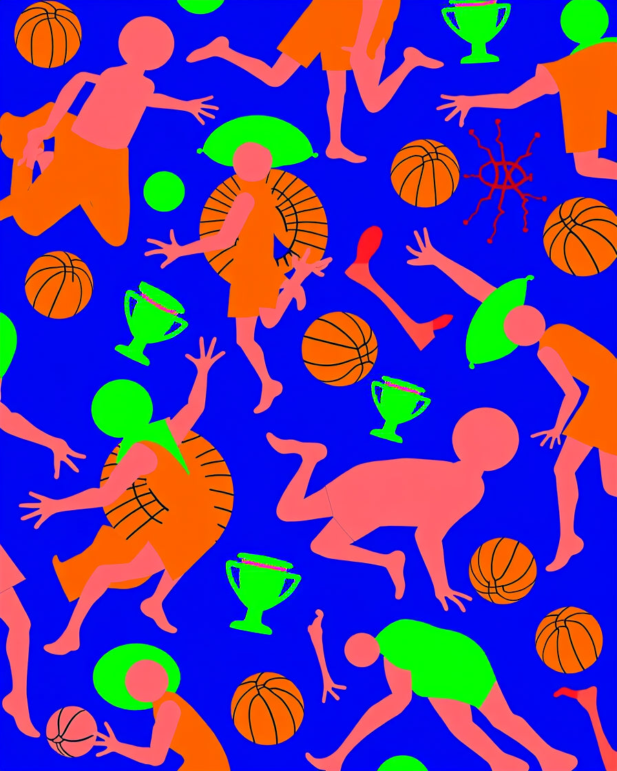 Vibrant Orange Basketball Players Trophy Rug