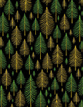 Forest Evergreen Trees Black Background Rug