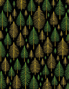 Forest Evergreen Trees Black Background Rug
