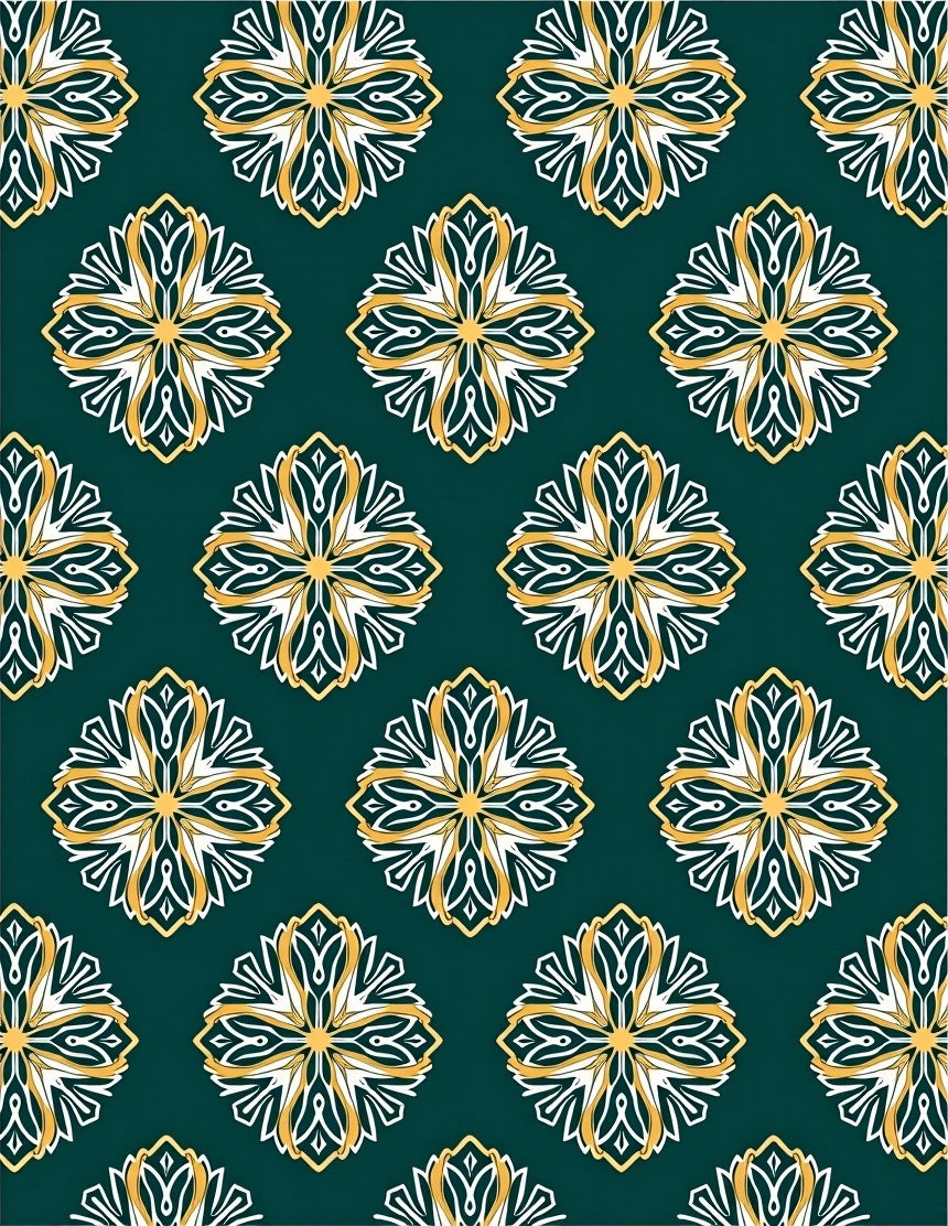 Deep Teal Floral Medallion Rug