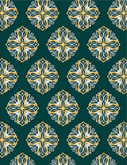 Deep Teal Floral Medallion Rug
