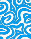 Vibrant Swirl Blue Abstract Rug