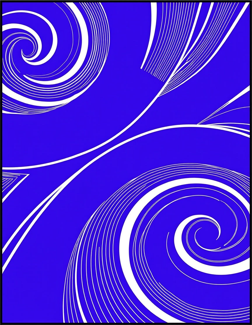 Vibrant Blue Swirl Abstraction Rug