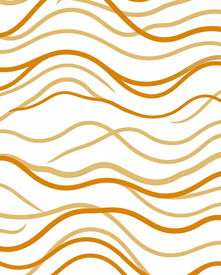 Caramel Ochre Wavy Line Collage Rug