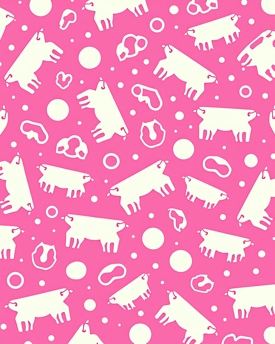 Pink White Piglet Polka Dot Collage Rug