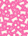 Pink White Piglet Polka Dot Collage Rug