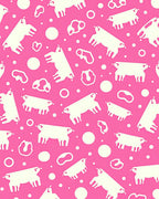 Pink White Piglet Polka Dot Collage Rug