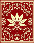 Crimson Cream Ornate Botanical Frame Rug