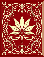 Crimson Cream Ornate Botanical Frame Rug