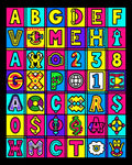 Vivid Alphabet Grid Pop Art Rug