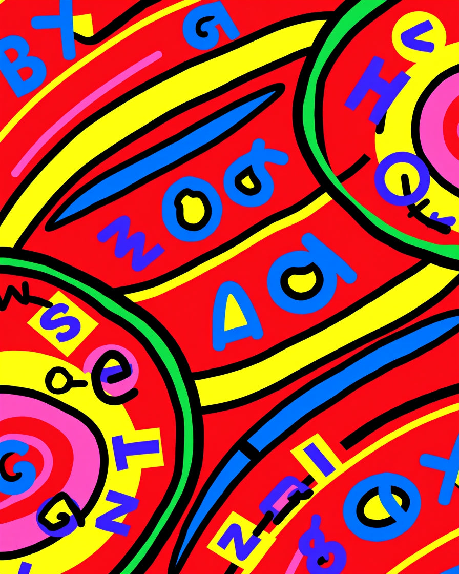 Bold Red Alphabet Swirl Rug