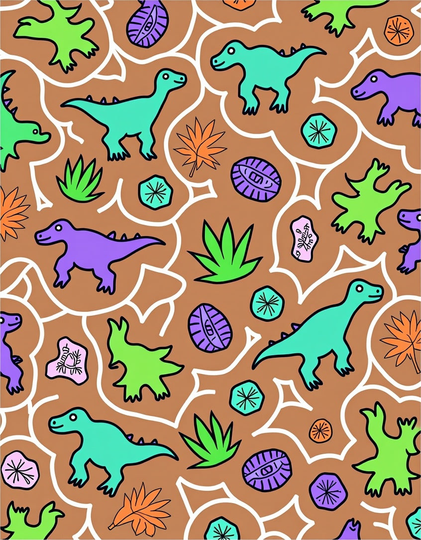 Playful Dinosaur Jungle Adventure Rug