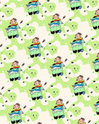 Light Green Cartoon Child Character Rug