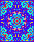 Vibrant Blue Red Turquoise Mandala Rug