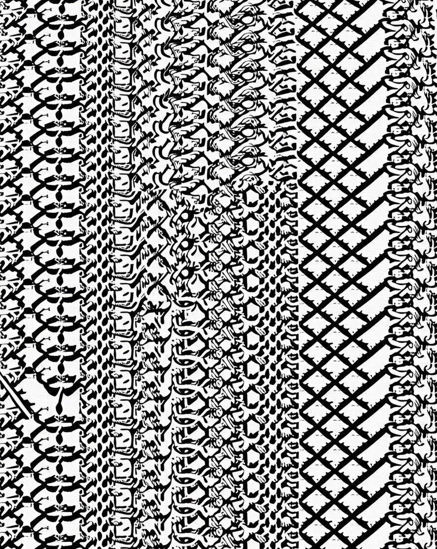 Monochromatic Abstract Chain Link Zigzag Rug