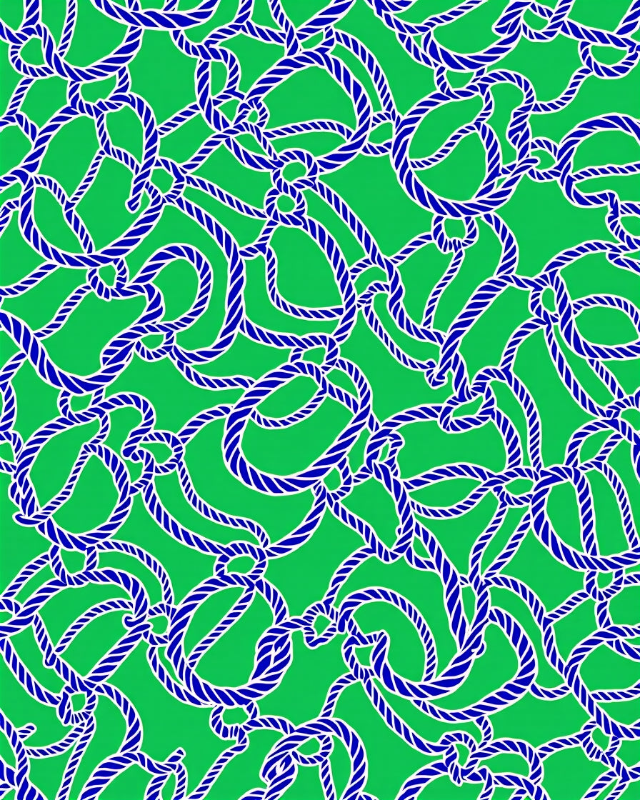 Blue Rope Nautical Green Background Rug