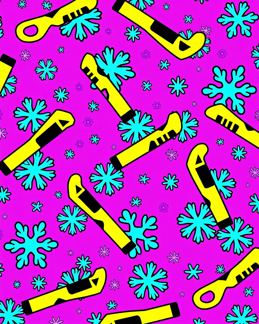 Pink Yellow Blue Snowflake Scatter Rug