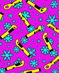 Pink Yellow Blue Snowflake Scatter Rug