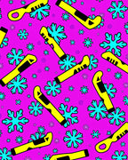 Pink Yellow Blue Snowflake Scatter Rug