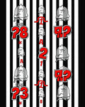 Black White Red Stiped Character Numbers Rug