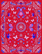 Whimsical Red Fairy Butterfly Garden Rug