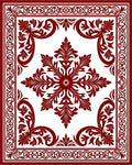 Deep Red Floral Symmetry Rug