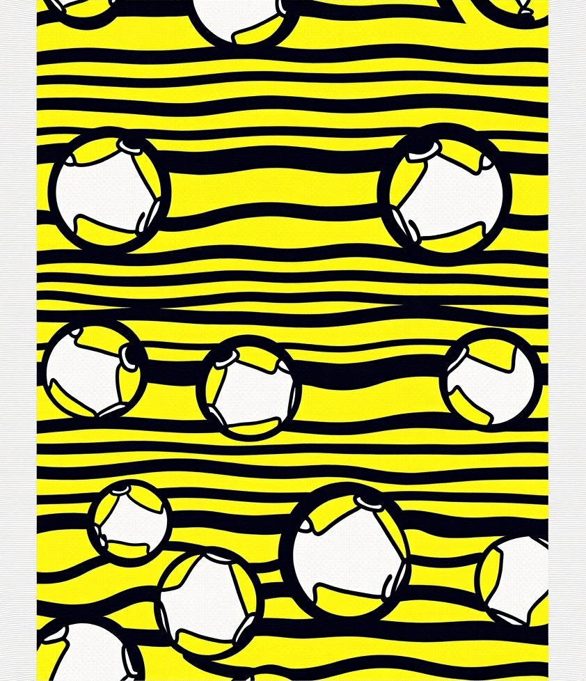 Abstract Yellow Black Stripe Circles Rug