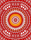 Vibrant Red Mandala Sunburst Focal Rug