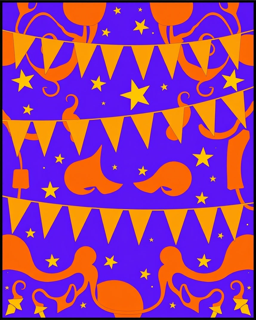 Vibrant Orange Bunting Stars Rug