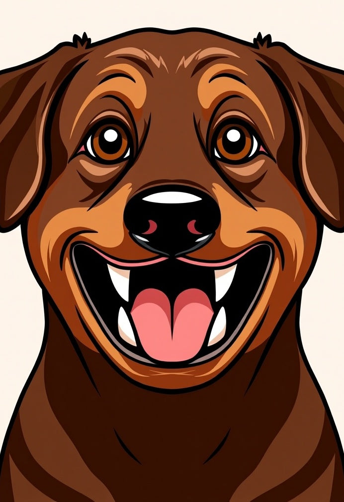 Happy Brown Doberman Face Portrait Rug