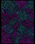 Neon Abstract Lines Black Rug