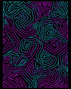 Neon Abstract Lines Black Rug