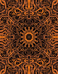 Vibrant Orange Black Abstract Mandala Rug