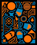 Bold Orange Blue Geometric Circuit Rug