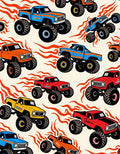 Vibrant Monster Trucks Racing Flames Rug