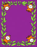 Playful orange characters vine border Rug