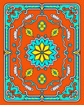 Radiant Orange Geometric Floral Art Rug