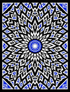 Electric Blue Mandala Sunburst Rug