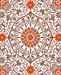 Orange Floral Mandala Scrollwork Medallion Rug