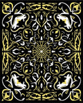 Bold Black Yellow Solar Mandala Rug